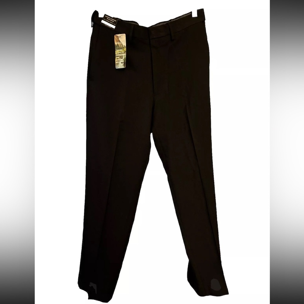 NWT Haggar Dress Pants Black  Stretch Stria 32W X 32L Premium Comfort